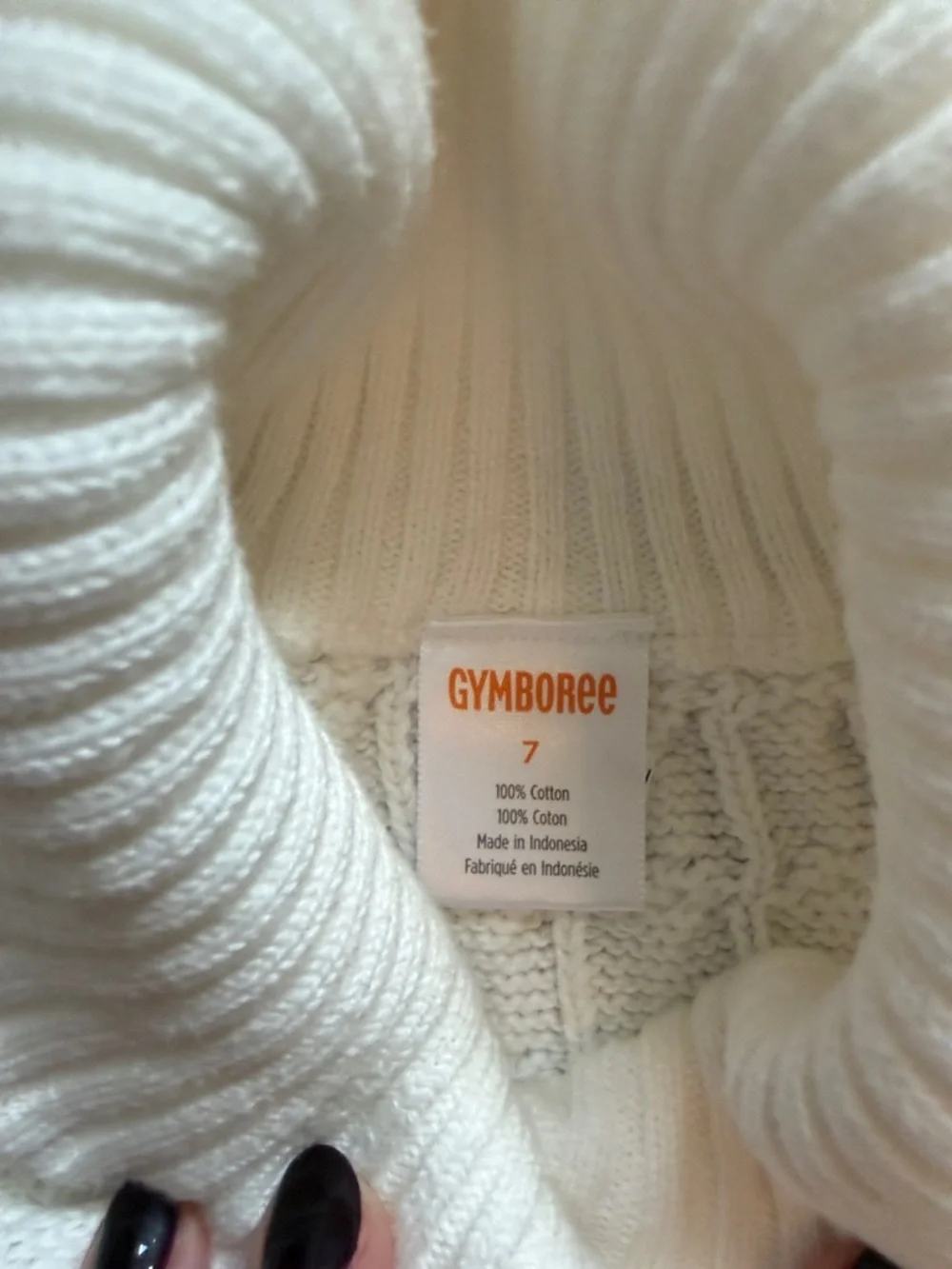 Gymboree Cream Cable-Knit Poncho with Black-and-Gold Toggles